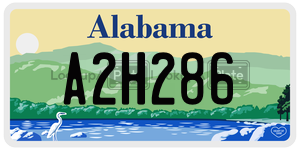 A2H286  license plate in AL