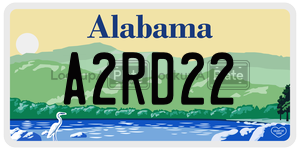 A2RD22  license plate in AL