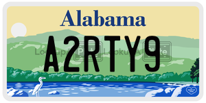 A2RTY9  license plate in AL