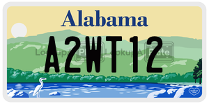 A2WT12  license plate in AL