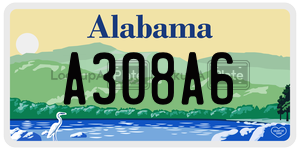 A308A6  license plate in AL