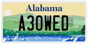 A30WED  license plate in AL