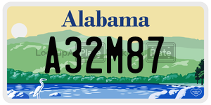 A32M87  license plate in AL