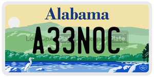 A33N0C  license plate in AL