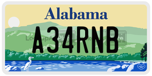 A34RNB  license plate in AL