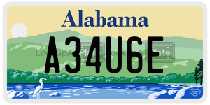 A34U6E  license plate in AL