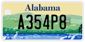 A354P8  license plate in AL