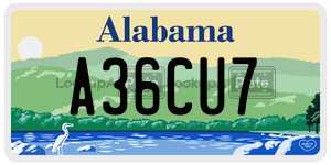 A36CU7  license plate in AL