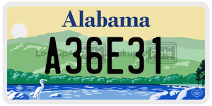 A36E31  license plate in AL