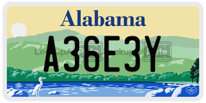 A36E3Y  license plate in AL