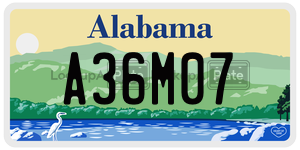 A36M07  license plate in AL