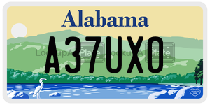 A37UX0  license plate in AL
