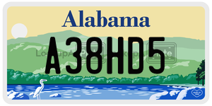 A38HD5  license plate in AL