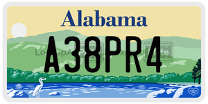 A38PR4  license plate in AL