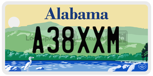 A38XXM  license plate in AL
