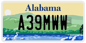 A39MWW  license plate in AL