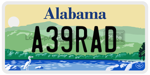 A39RAD  license plate in AL