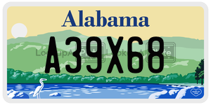 A39X68  license plate in AL