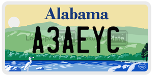 A3AEYC  license plate in AL