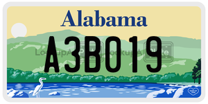 A3B019  license plate in AL
