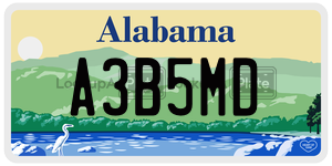 A3B5MD  license plate in AL