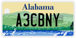 A3CBNY  license plate in AL