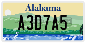 A3D7A5  license plate in AL