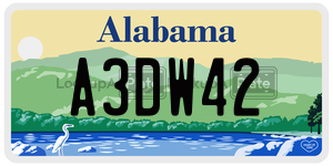 A3DW42  license plate in AL