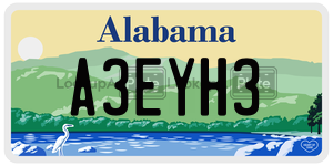 A3EYH3  license plate in AL