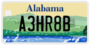A3HR8B  license plate in AL