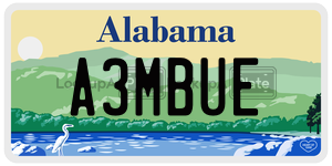 A3MBUE  license plate in AL