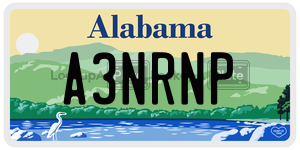 A3NRNP  license plate in AL