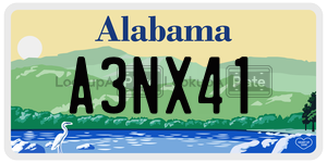 A3NX41  license plate in AL