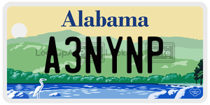 A3NYNP  license plate in AL