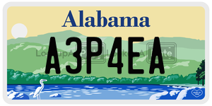 A3P4EA  license plate in AL