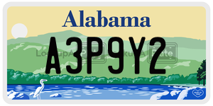 A3P9Y2  license plate in AL