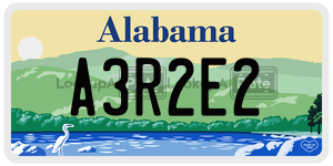 A3R2E2  license plate in AL