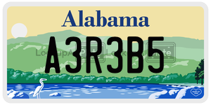 A3R3B5  license plate in AL