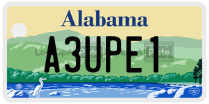 A3UPE1  license plate in AL