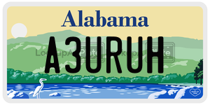 A3URUH  license plate in AL