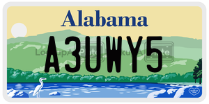 A3UWY5  license plate in AL