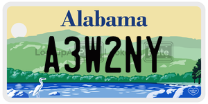 A3W2NY  license plate in AL