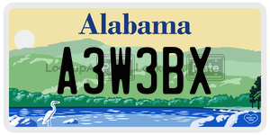 A3W3BX  license plate in AL