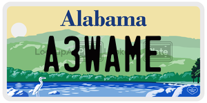 A3WAME  license plate in AL
