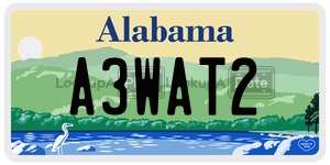 A3WAT2  license plate in AL
