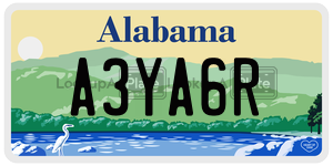 A3YA6R  license plate in AL