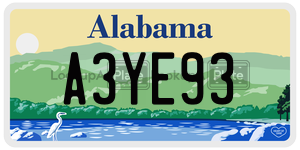 A3YE93  license plate in AL
