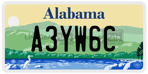 A3YW6C  license plate in AL