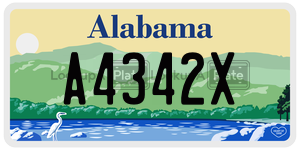 A4342X  license plate in AL