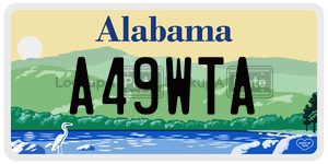 A49WTA  license plate in AL